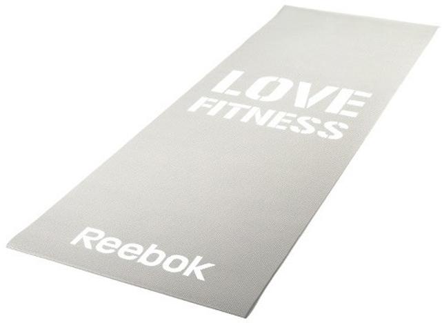 Тренировочный коврик для фитнеса Reebok "Love", тонкий, серый