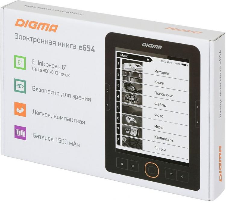 Электронная книга Digma E654 6", темно-серый