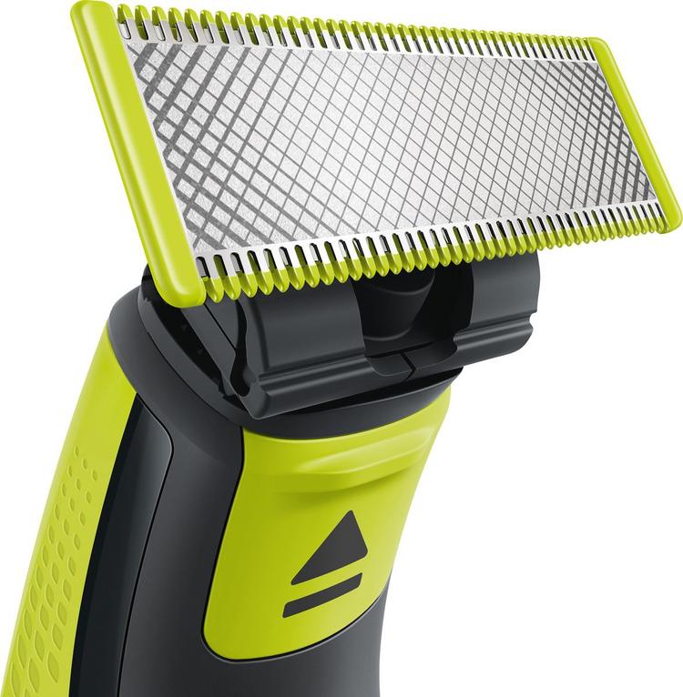 Триммер для бороды и усов Philips OneBlade QP2520/20 с 3 насадками-гребнями, зеленый, черный