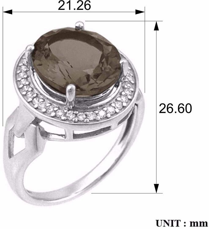 Кольцо Balex Jewellery из серебра с раухтопазом и фианитом