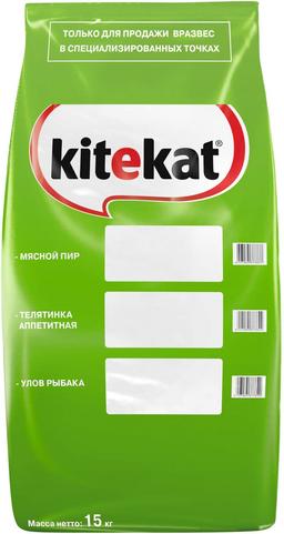 Корм сухой для кошек "Kitekat", телятина аппетитная, 15 кг