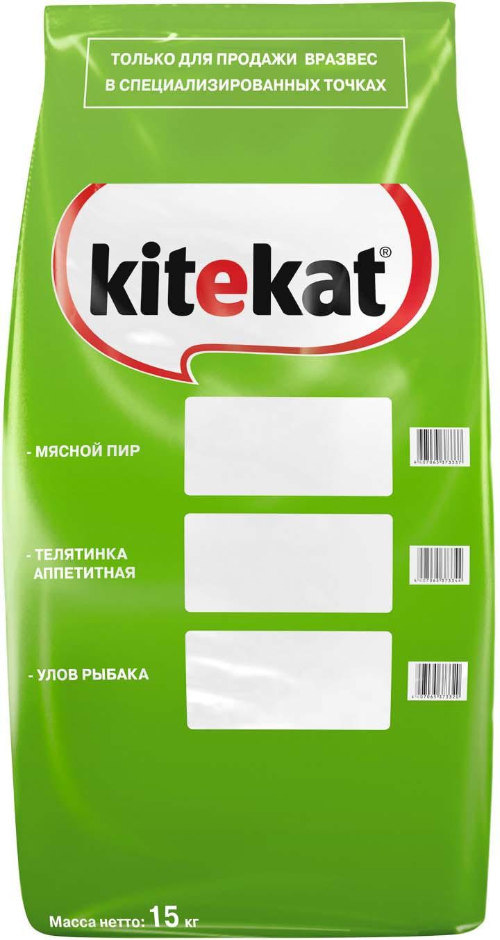 Корм сухой для кошек "Kitekat", телятина аппетитная, 15 кг