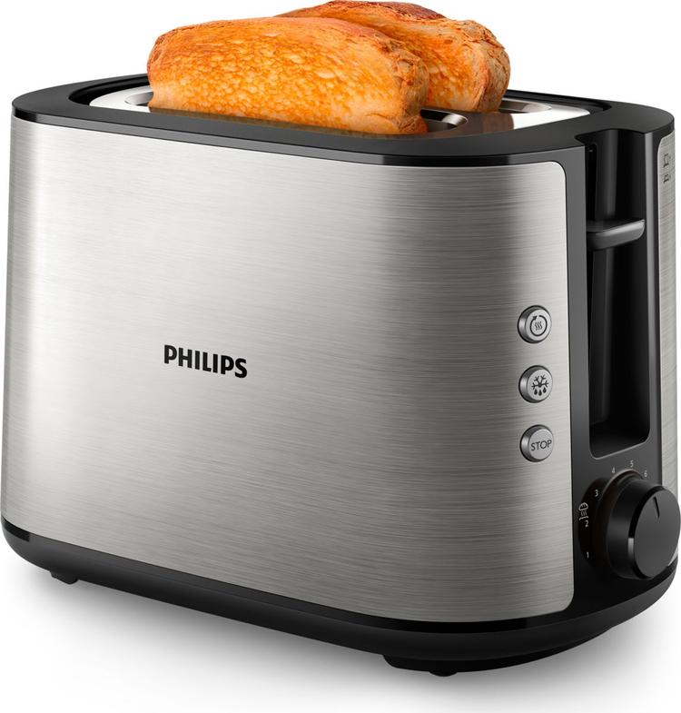 Тостер Philips Viva Collection HD2650/90, серебристый, черный