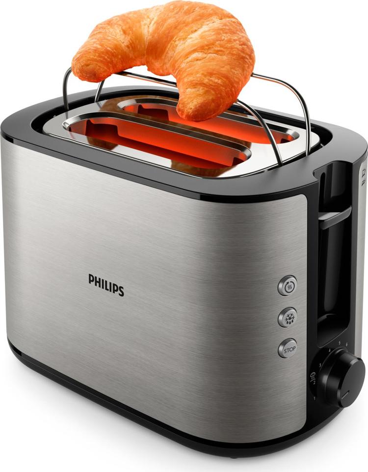 Тостер Philips Viva Collection HD2650/90, серебристый, черный