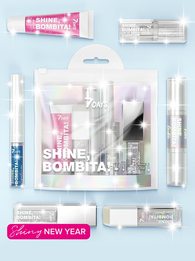 7DAYS Подарочный набор косметики SHINE, BOMBITA! / №1 Glitter girl, 6 средств