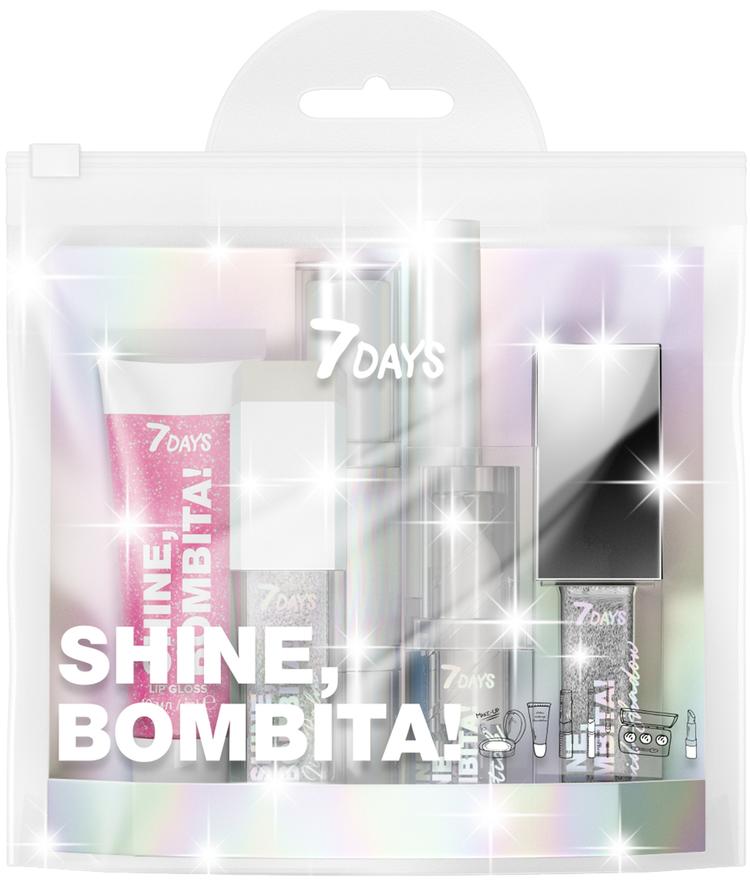 7DAYS Подарочный набор косметики SHINE, BOMBITA! / №1 Glitter girl, 6 средств