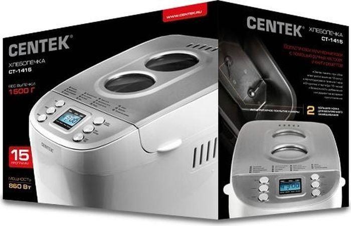 Хлебопечка / Centek CT-1415 / Хлебопечь / 860 Вт / Отсрочка старта / LED Дисплей / Цвет белый