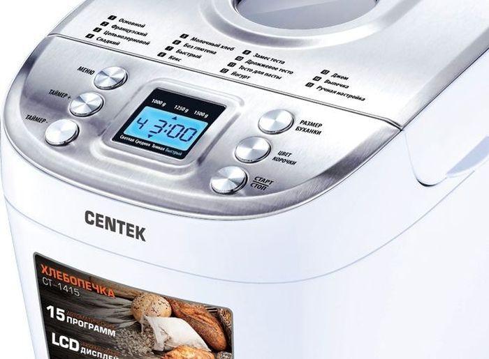 Хлебопечка / Centek CT-1415 / Хлебопечь / 860 Вт / Отсрочка старта / LED Дисплей / Цвет белый