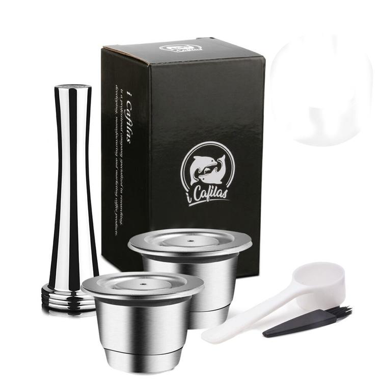 Набор для Nespresso Reutilisable Inox капсула 2шт и дополнительно щеточка, ложка-весы, тампер, нержавеющая сталь