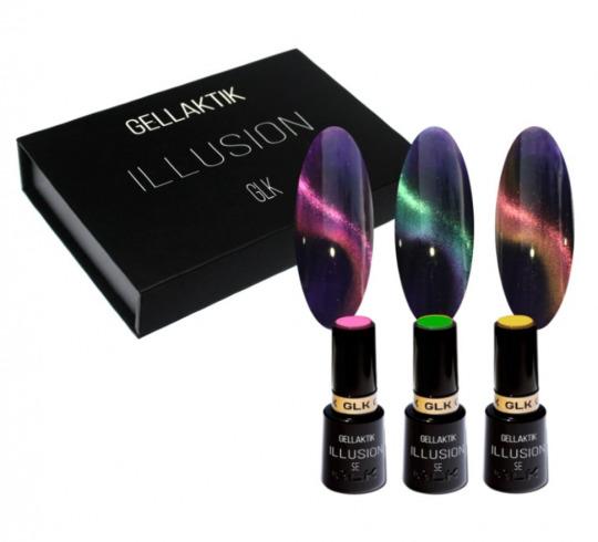 Gellaktik Набор Магнитных Гель-лаков Illusion, (3шт + магнит), 12 мл
