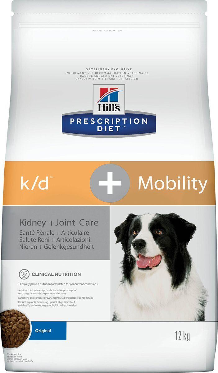 Сухой диетический корм для собак Hill's Prescription Diet k/d, Mobility Kidney, Joint Care для поддержания здоровья почек и суставов, 12 кг