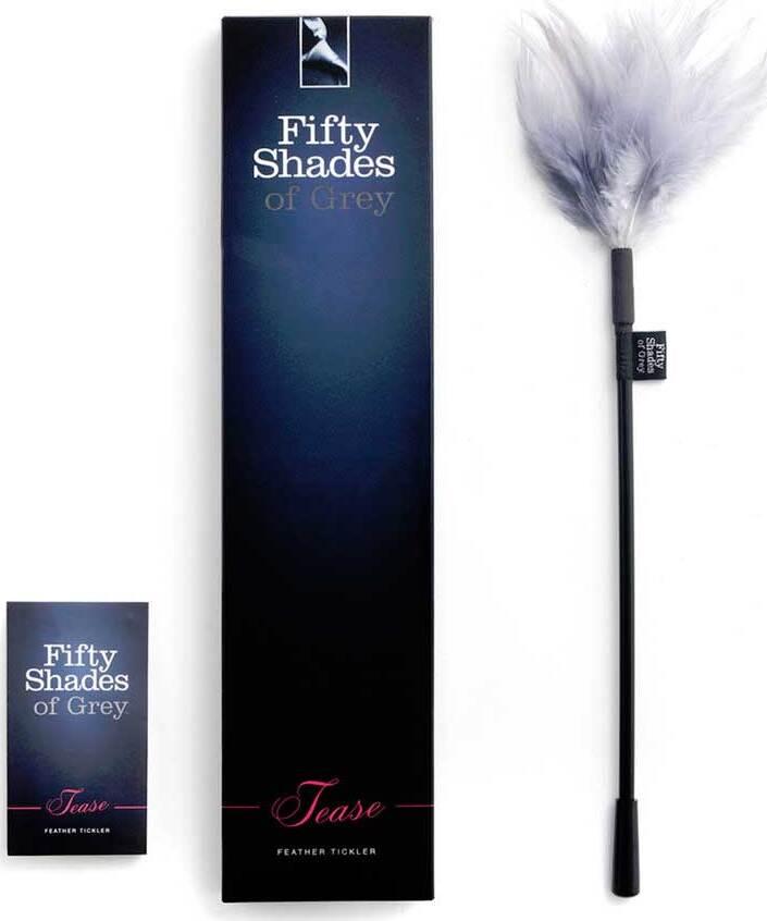 Серебристый cтек с перьями Feather Tickler 37 см.