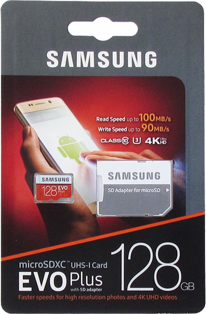Карта памяти MicroSD EVO Plus V2 128GB Class 10 + SD адаптер