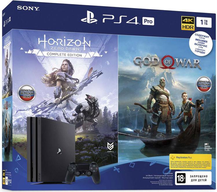 Игровая консоль Sony PlayStation Pro 1Tб в комплекте Horizon Zero Dawn + God Of War