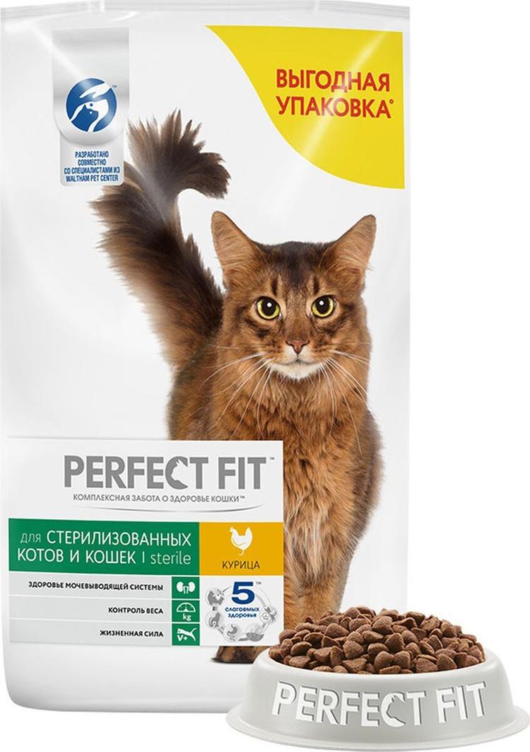 Корм сухой Perfect Fit Курица, для стерилизованных котов и кошек, 10 кг