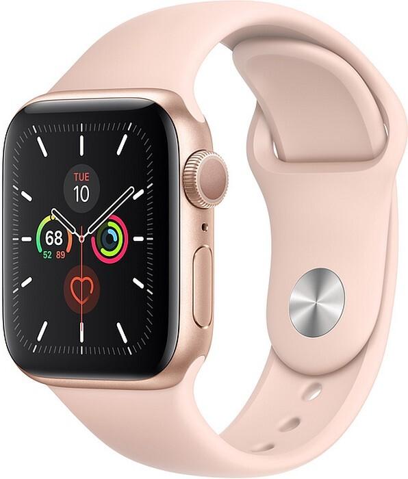 Умные часы Apple Watch Series 5 GPS, 44 мм, золотой, спортивный ремешок "розовый песок"