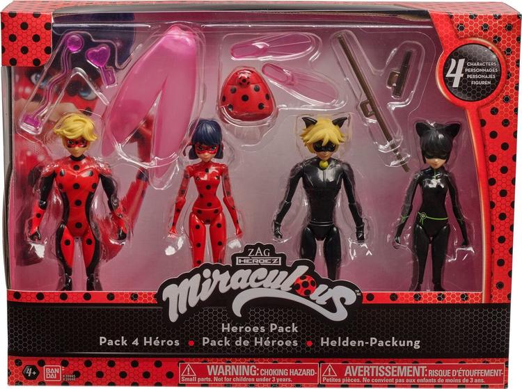Игровой набор с куклой Miraculous Леди Баг 4 героя, с аксессуарами, 39945