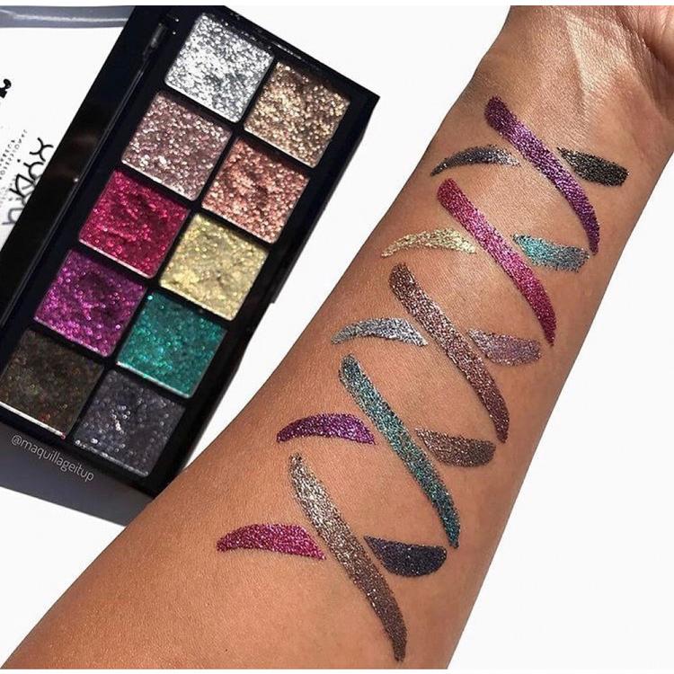 NYX Glitter Goals Cream PRO Palette Палетка кремовых глиттеров для лица и тела, 10 шт по 1,2 г