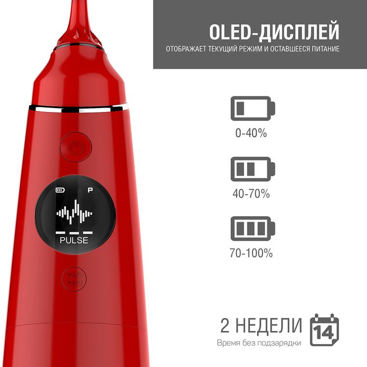 Портативный ирригатор для очистки полости рта DEMIAND ELITE IR-P620/Красный