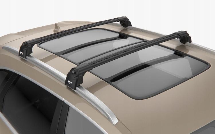 Багажник на Крышу "Turtle Air 2" - Lada Vesta SW / SW Cross - Лада Веста - Аэродинамические Дуги на Интегрированные Рейлинги - Черный Цвет