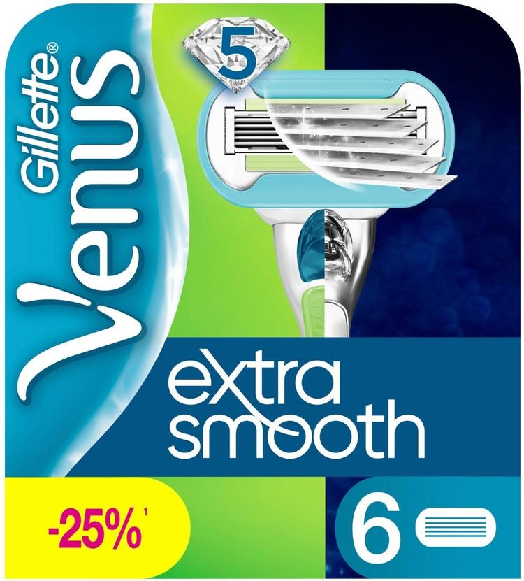 Сменные кассеты лезвия Gillette Venus Embrace Насадки Джилет с 5 лезвиями для гладкого скольжения бритвы 6 шт