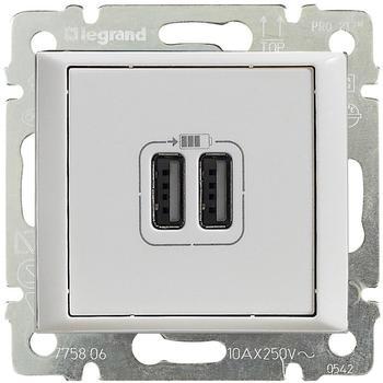 Розетка USB (2розет.) Legrand Valena (770470) скрыт. IP20 белый