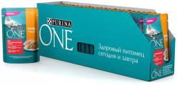 Корм консервированный Purina One Курица и зеленая фасоль, для стерилизованных кошек и кастрированных котов, 75 г х 78 шт