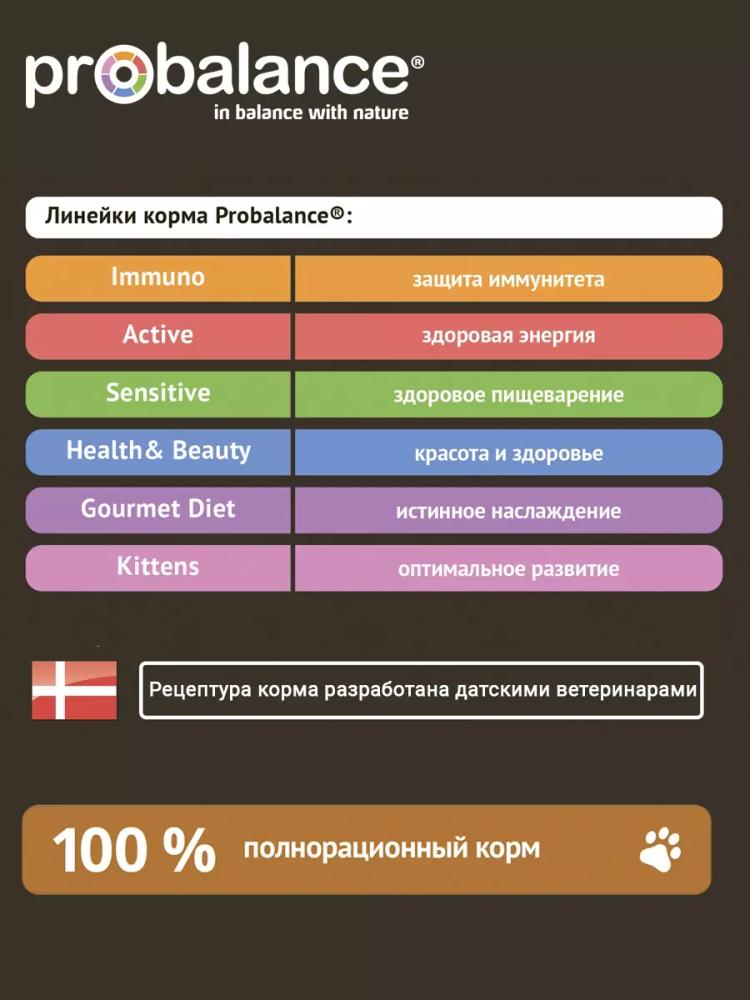 Корм сухой для кошек Probalance Immuno Protection, защита иммунитета, с курицей и индейкой, 10 кг